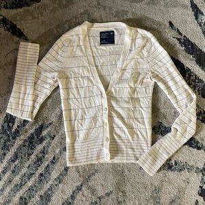 American Eagle Button-up Cardigan With Silver Stripes